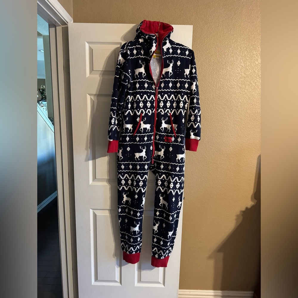 Tipsy Elves Men's Blue and Red Reindeer Pajama Set